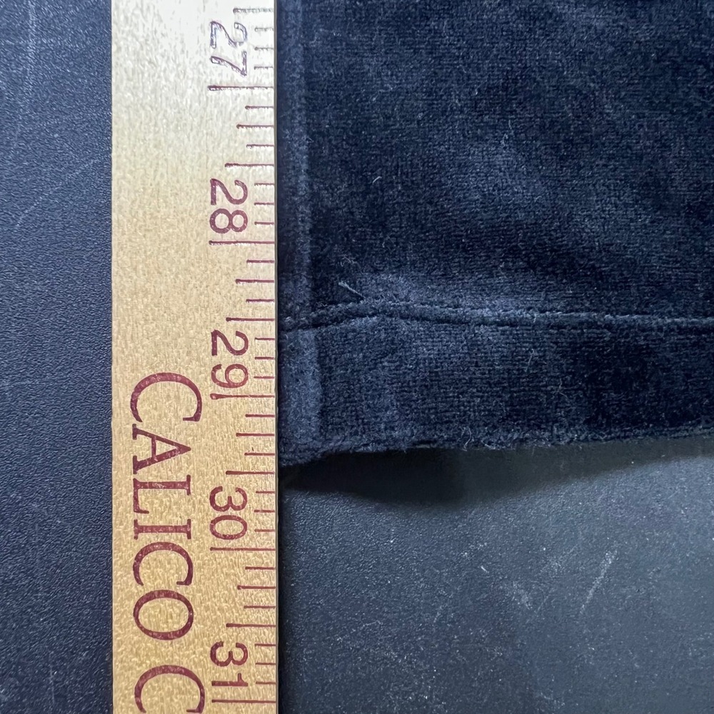 Black Velour Track Pants Womens M Flare Leg Y2K Lounge 90s Minimalism McBling - Picture 11 of 11